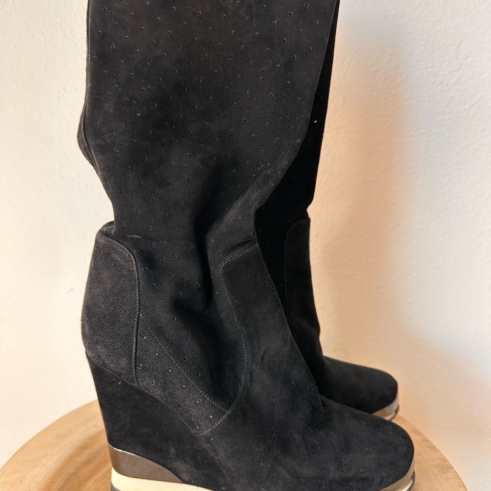 Nando Muzi Black Wedge Ankle Boots